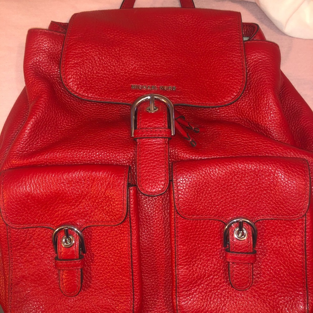 Michael Kors Red Leather Backpack
